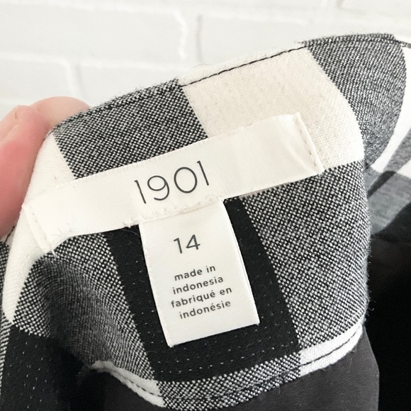1901 Nordstrom A line skirt Gingham Black White Pockets Lined Like new Size 14 - Picture 5 of 10